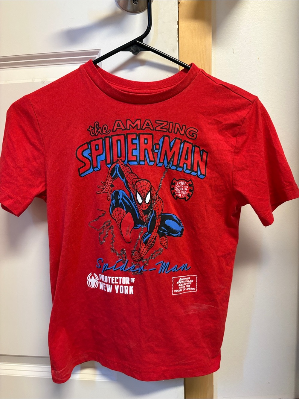 Spiderman Red Short Sleeve Graphic Tee with Blue Accents